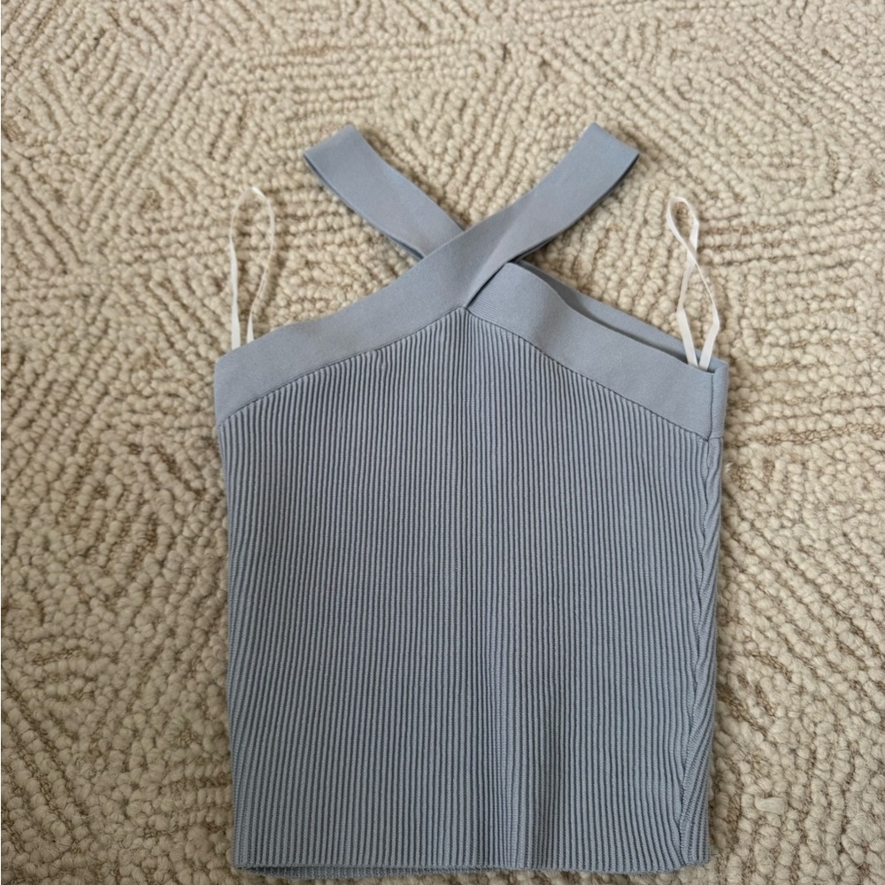 Aritzia Gray Ribbed Crop Top